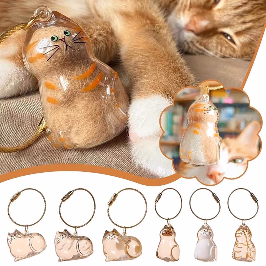 Amazon.com: Cat Hair Memorial Capsule Keychain – Cat Hair Storage Capsules, Pet  Fur & Whisker Storage Keepsake, Cat Shaped Souvenir Bottle Box for Cat  Lovers, Pet Loss Remembrance Gift for Loss of