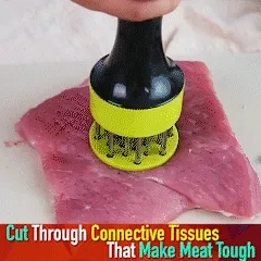Meat tenderizer pressing demonstration